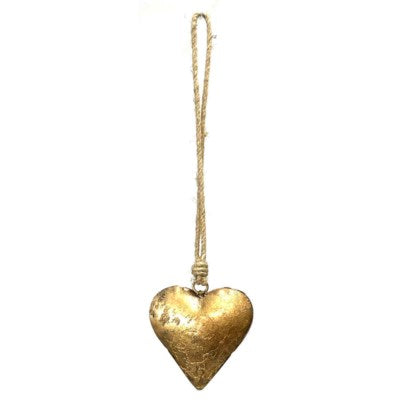 Coeur en métal or rustique à suspendre