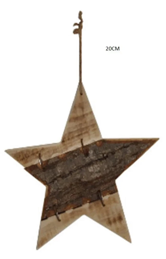 Étoile rustique en bois à suspendre